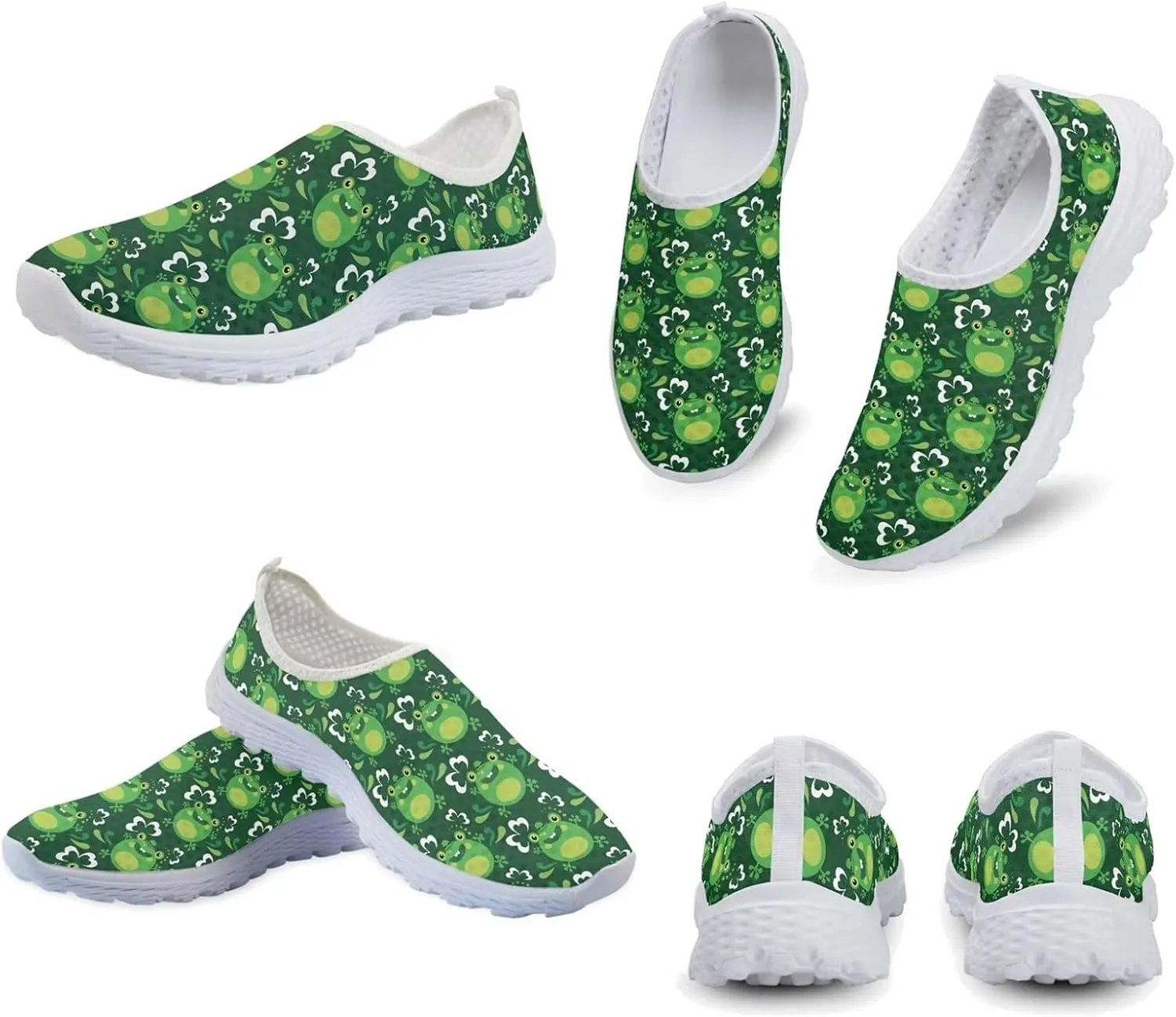 Xpyiqun Womens Green Shoes St Patrick's Day Tennis Sneakers Slip On Shoe Size 5.5-11.5