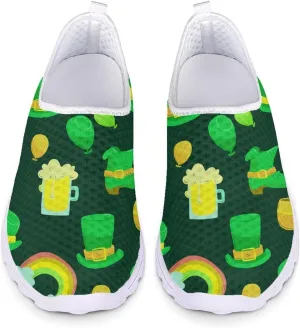 Xpyiqun Womens Green Shoes St Patrick's Day Tennis Sneakers Slip On Shoe Size 5.5-11.5