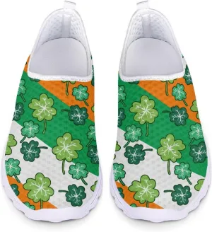 Xpyiqun Womens Green Shoes St Patrick's Day Tennis Sneakers Slip On Shoe Size 5.5-11.5