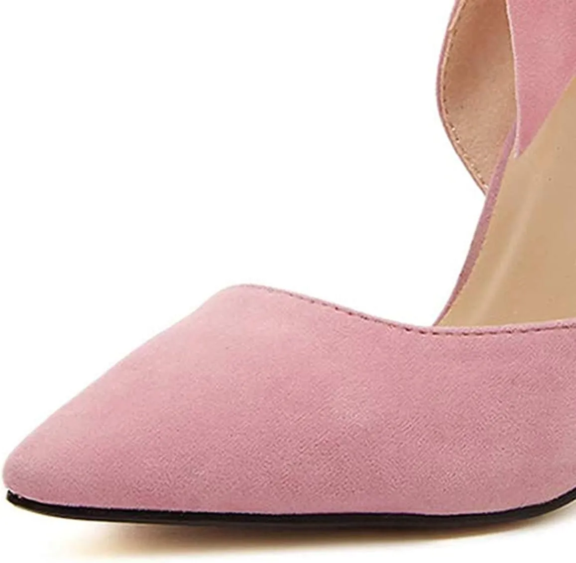 YDN Women D'Orsay Comfy Bows Ankle Strap High Stiletto Heels Closed Point Toe Classic Buckle Up Dance Ballroom Pumps