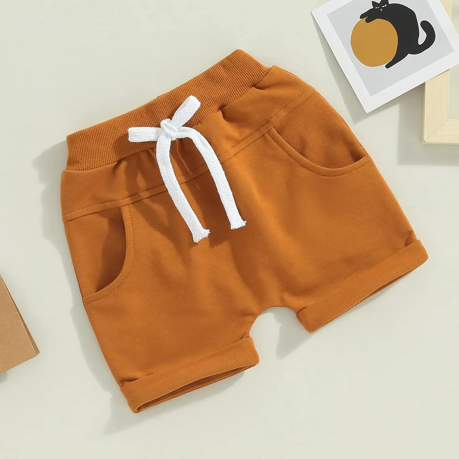 Yoawdats Baby Boys' 3-Pack Pull-on Jogger Shorts Knit Shorts Classic Fit Elastic Waist Toddler Shorts Kids Multipacks Pants