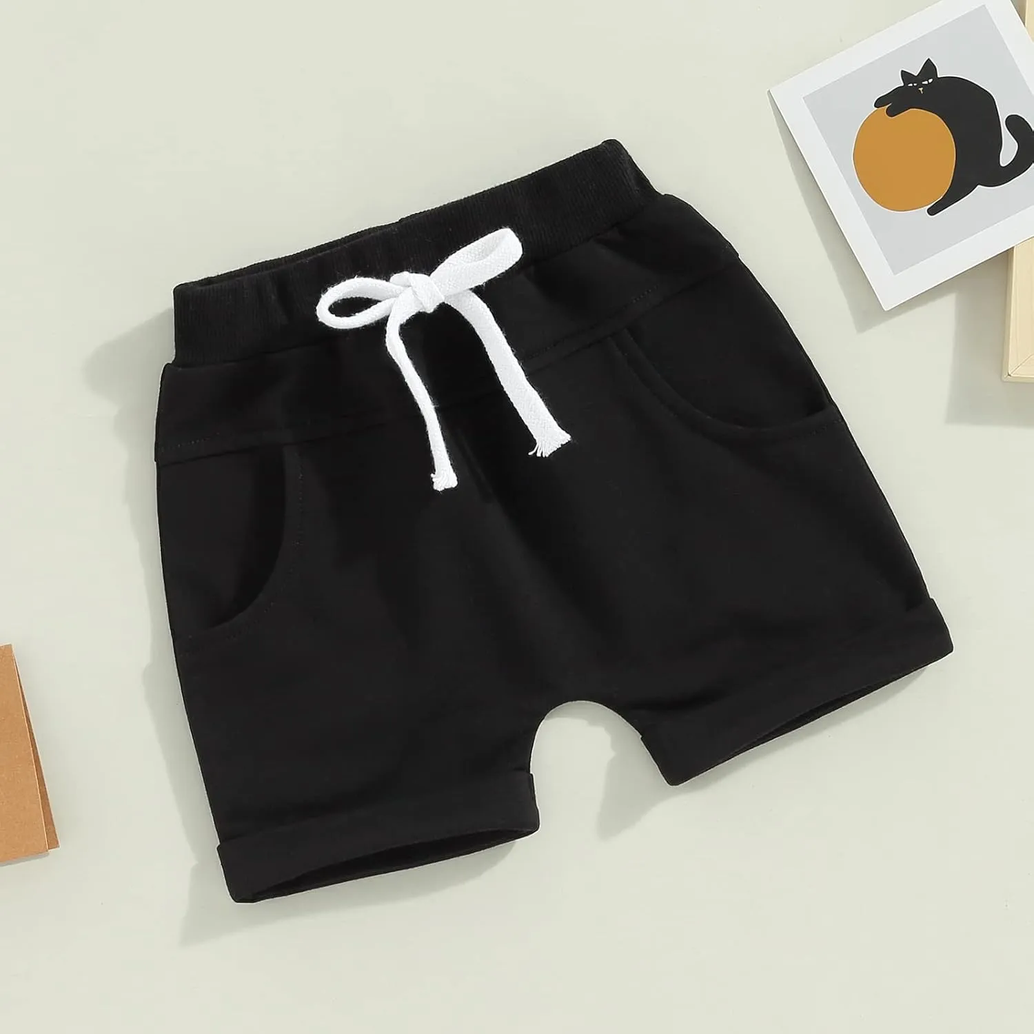 Yoawdats Baby Boys' 3-Pack Pull-on Jogger Shorts Knit Shorts Classic Fit Elastic Waist Toddler Shorts Kids Multipacks Pants