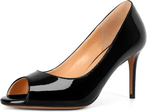 YODEKS Women's Peep Toe Stilettos High Heel Pumps Classic Party Wedding Office Dress Open Toe Stiletto